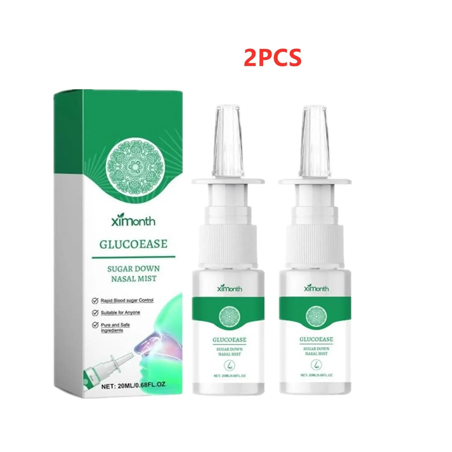 Spray nasal hypoglycémique, soins de traitement de l'inconfort, livres oraux, réparation nasale, instituts de 20ml, 2 pièces