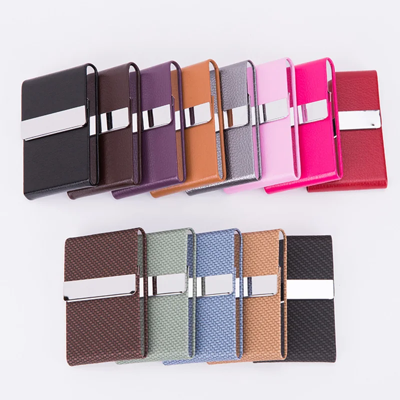 Name Card Holder Slim Pocket Business Card Holder Box PU Leather ID Case Credit Card Box Stainless Steel Buckle Business