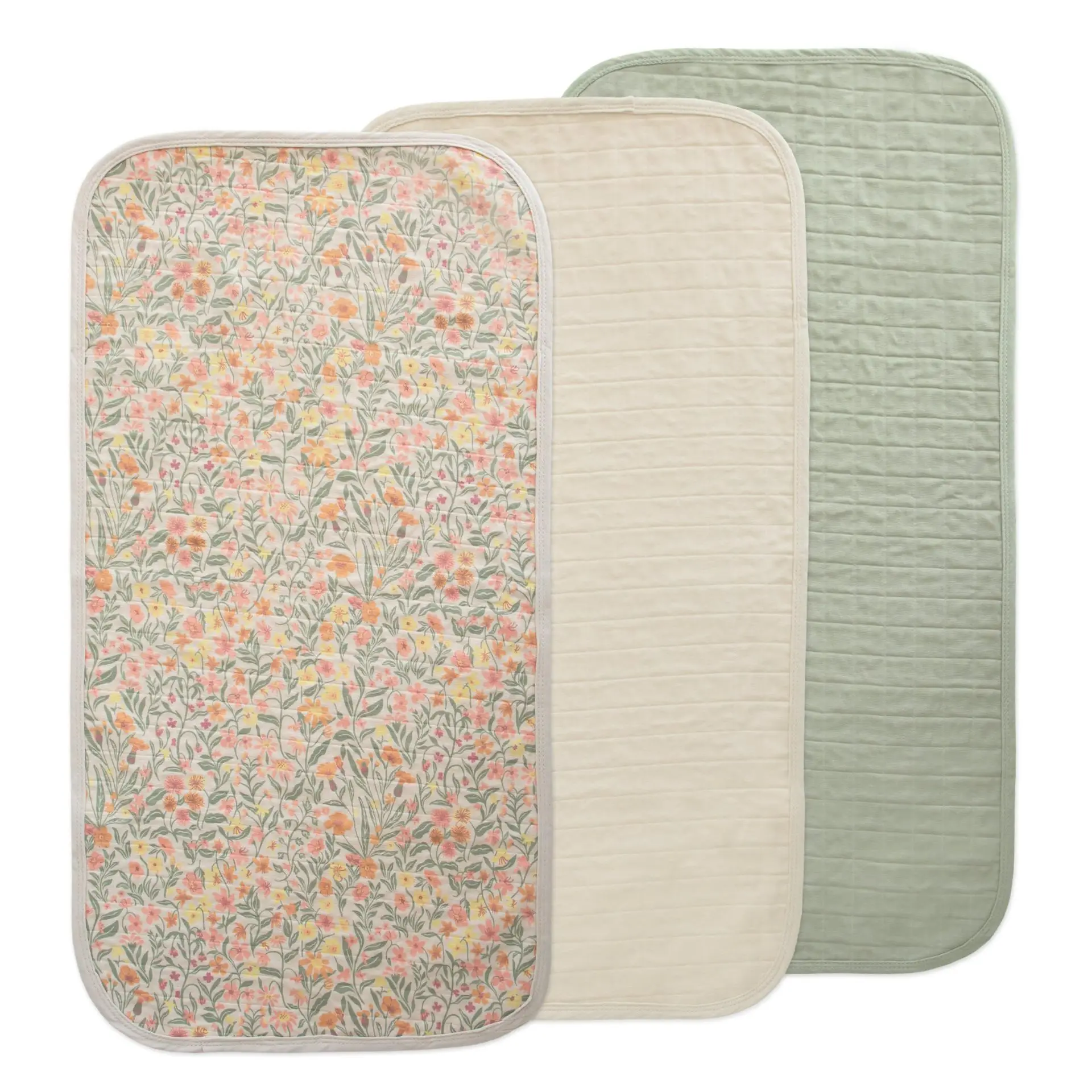 Liner–Waterproof Reusable Baby Diaper Changing Pad Cover for Travel Soft Mat 3 Pack Cotton Organic Muslin Portable Changing Pad 