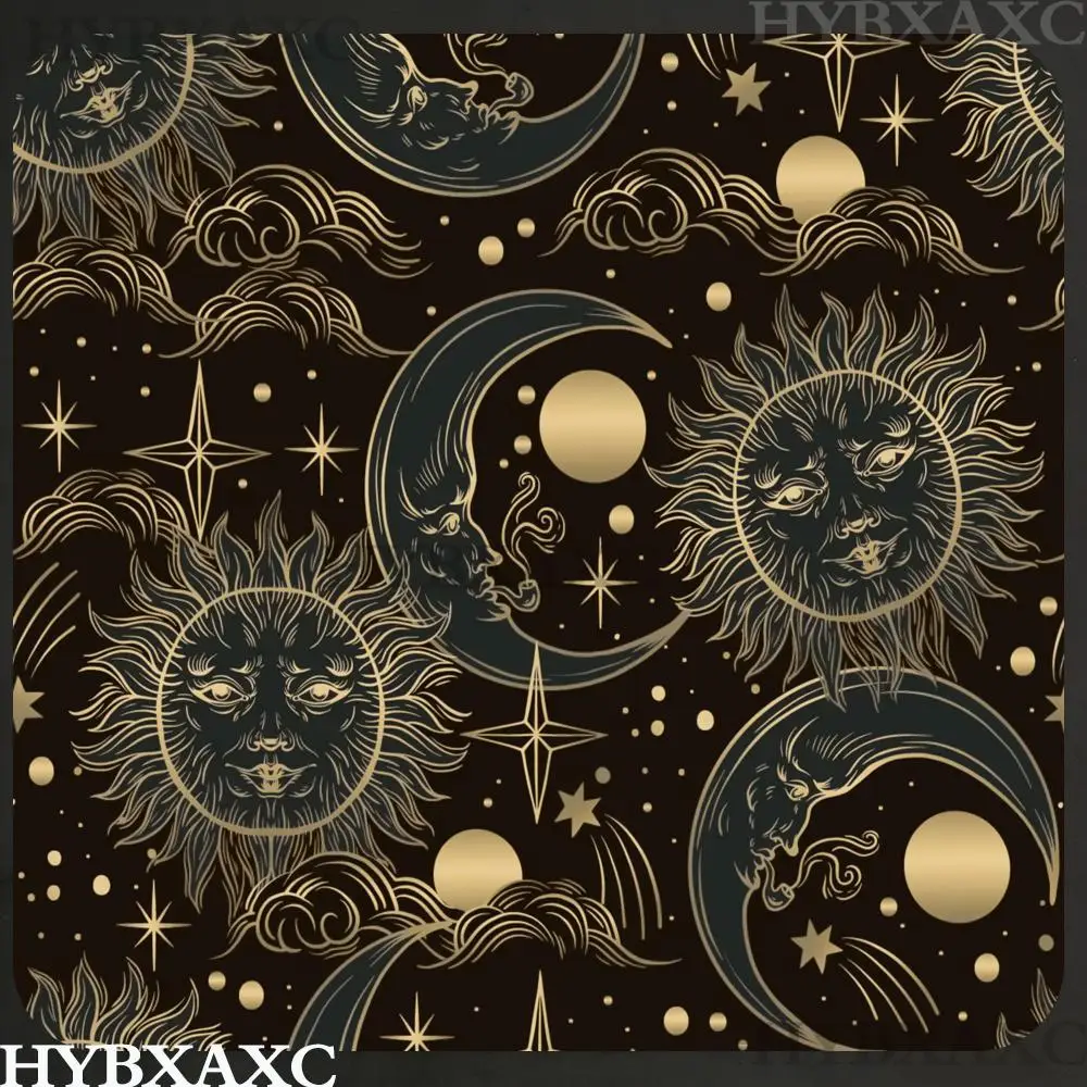 HYBXAXC Vintage Sun Moon Star Celestial Small Mouse Pad, Astrology Tarot Desk Mat, Rubber Gaming , Gift for Astrology Lovers