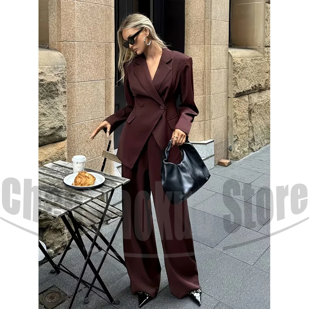 Women Suit Chic Notch Lapel Do - огляд і ціна Women Formal Wear Shirt And Pant