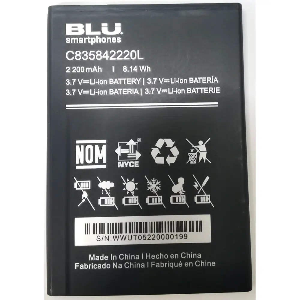 3.7V 2200mAh New Original BLU C835842220L Replacement Mobile Phone Battery