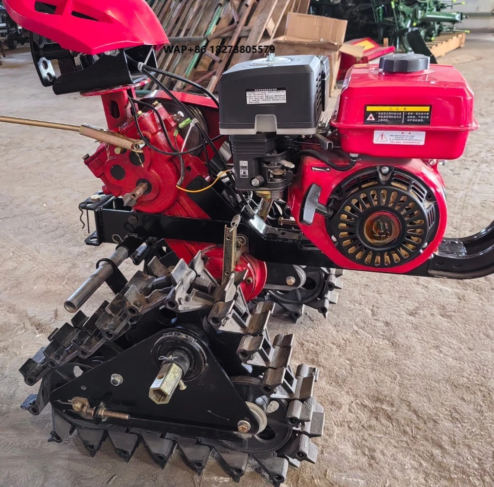 177F/9HP petrol Triangular Elevated Double Chain tracked cultivators power tiller small tractor cultivation equipment