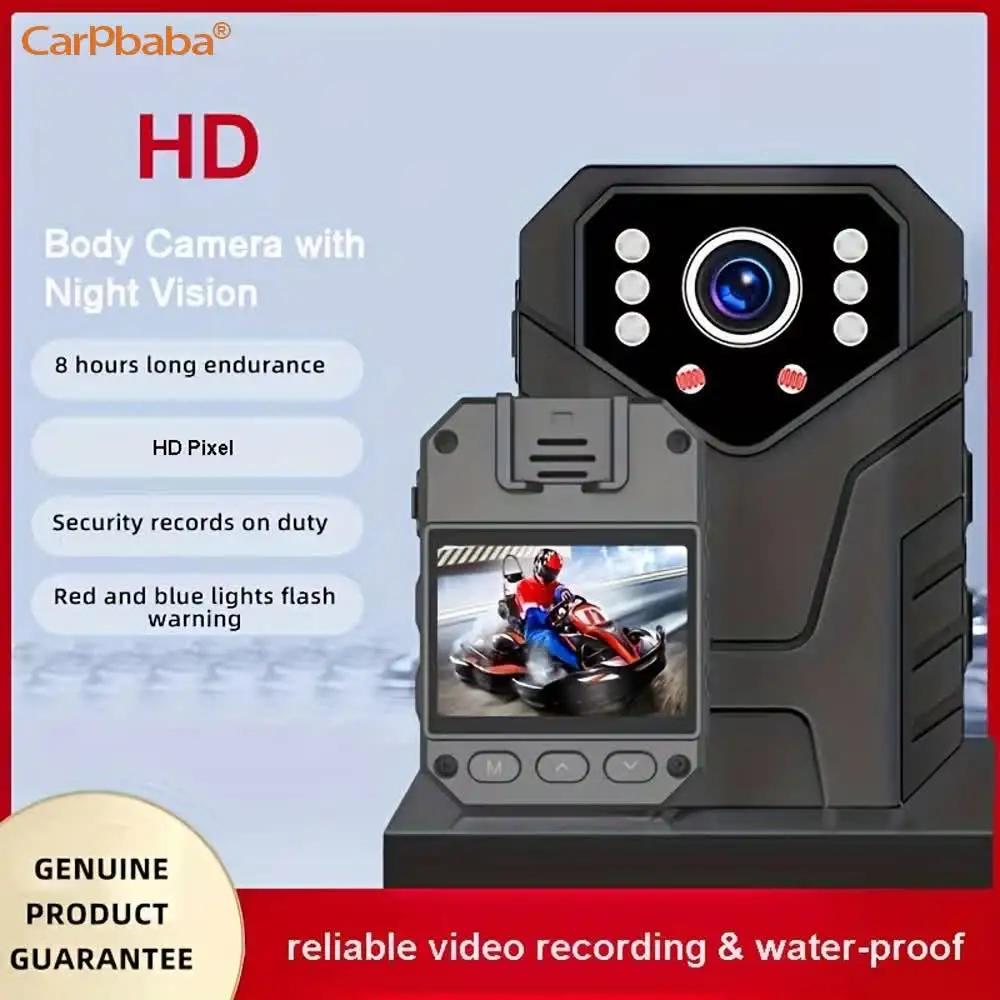 

Body Camera With Clip 720HD Portable Waterproof Body Camera With Night Vision Wide Angle Lens Red Blue Alarm Extra Long Standb