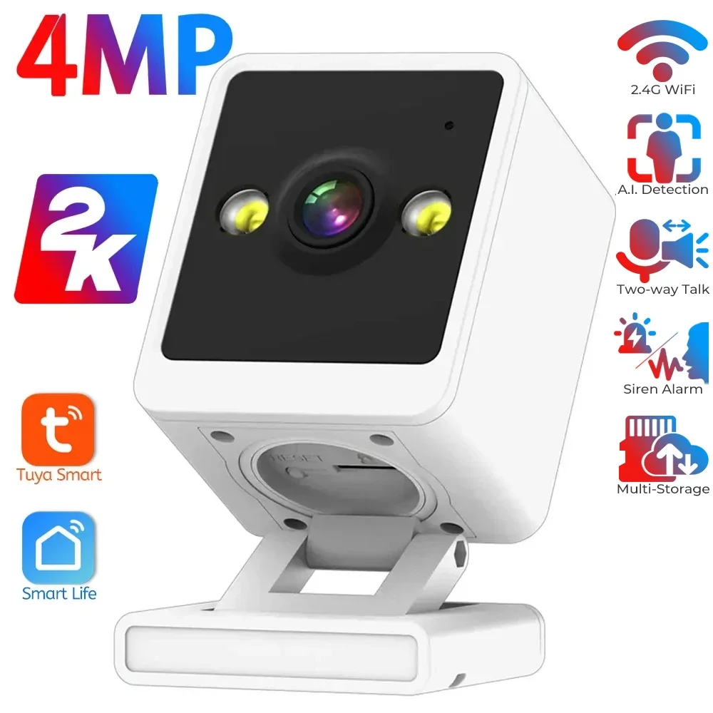 4MP Mini Cube Camera Tinny WiFi Camera Small Indoor Home Security Cameras with Night Vision AI Human Detect 2-way Talk Tuya APP