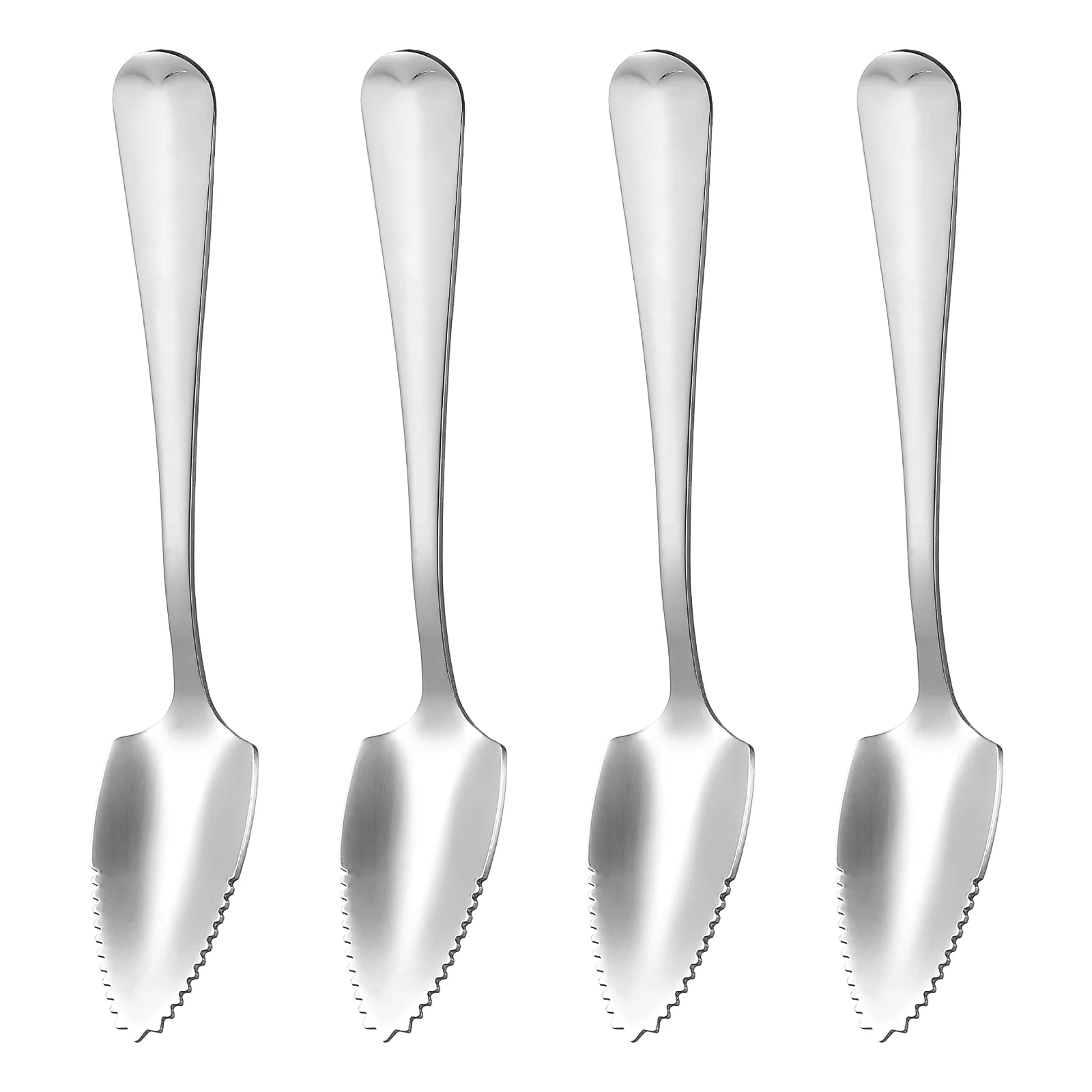 BESTONZON 4pcs Grapefruit Spoons with Serrated Stainless Steel Dessert Spoon Scoop Set stainless steel spoon