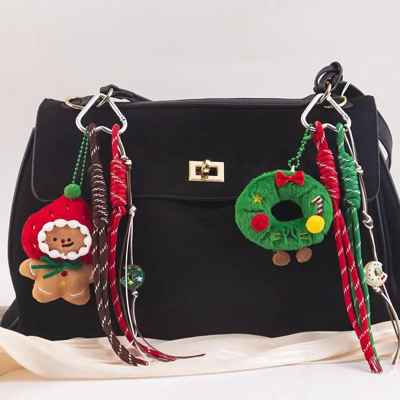 Natale peluche cartone animato omino di pan di zenzero ghirlanda di Natale ciondolo portachiavi zaino ornamento appeso regalo di Natale Capodanno