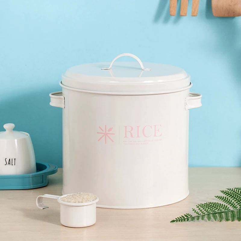 Sealed Rice Bucket Flour Storage Box Iron Sheet Washing Powder Bucket Grain Dispenser Dog Cat Food Storage Container