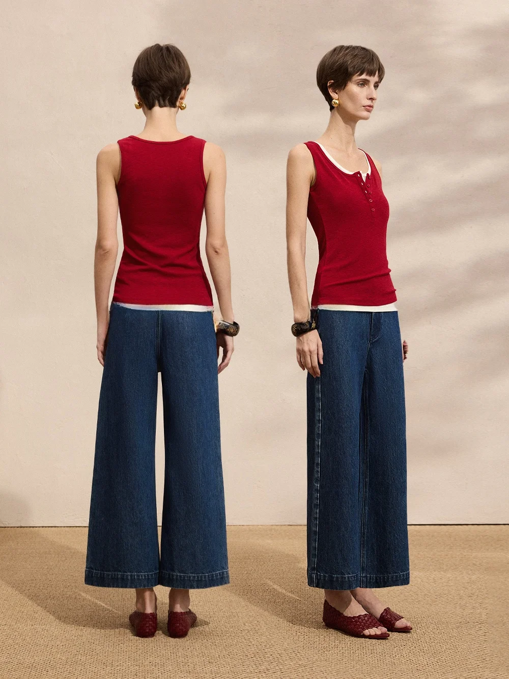 

Mannala Vintage Washed High Waist Straight Leg Jeans Long Velvet Cotton Wide Leg Blue Denim Pants High Quality Women's Fashion