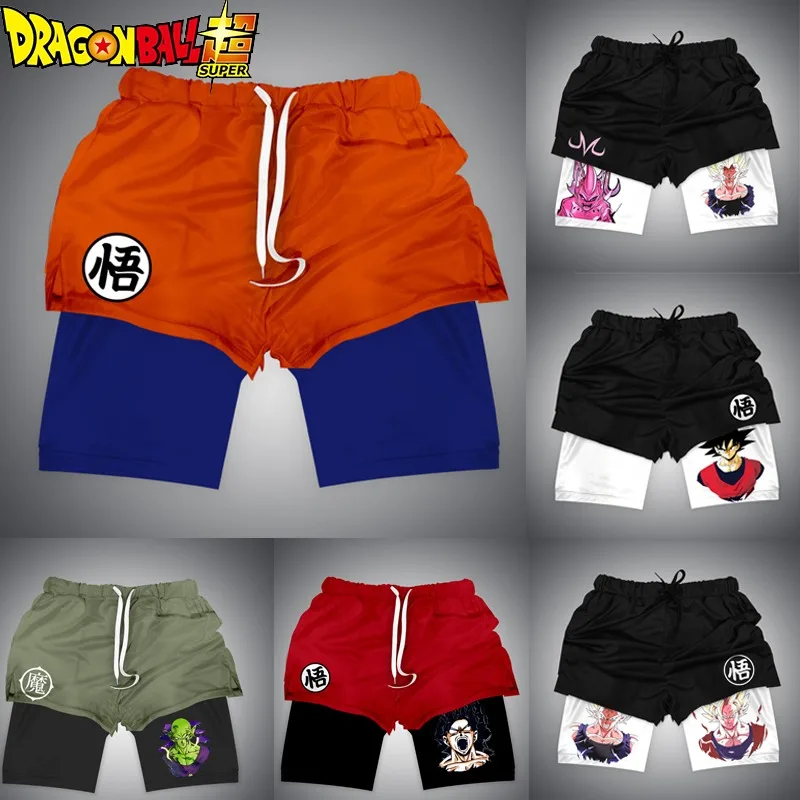 

Anime Dragon Ball Creative Peripheral Gym Shorts Man Double Layer 2-In-1 Quick-Drying Sweat-Absorbent Jogging Performance Shorts