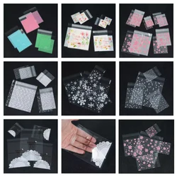 100pcs Plastic Transparent Cellophane Candy Bags Self Adhesive White Polka Dot Candy Cookie Gift Bags For Wedding Birthday Party