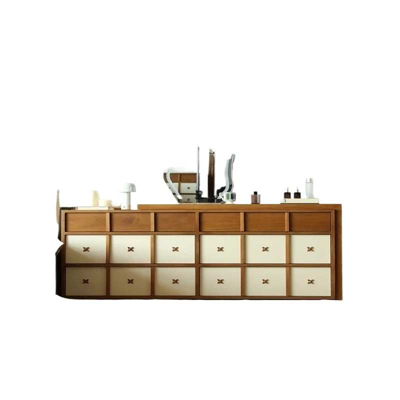 

Medieval solid wood veneer French retro dressing table, corner simple bedroom end of bed dressing table