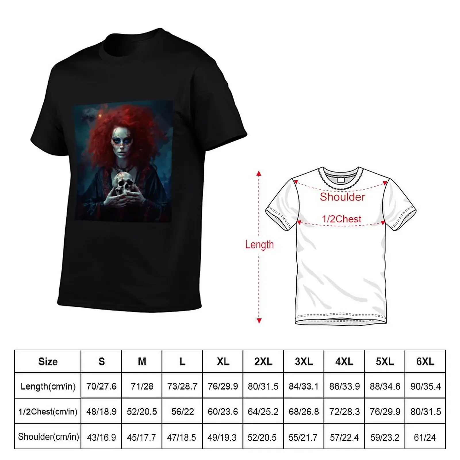 Red Haired Witch T-Shirt street wear Short sleeve tee summer clothes t shirt men 100℅ cotton