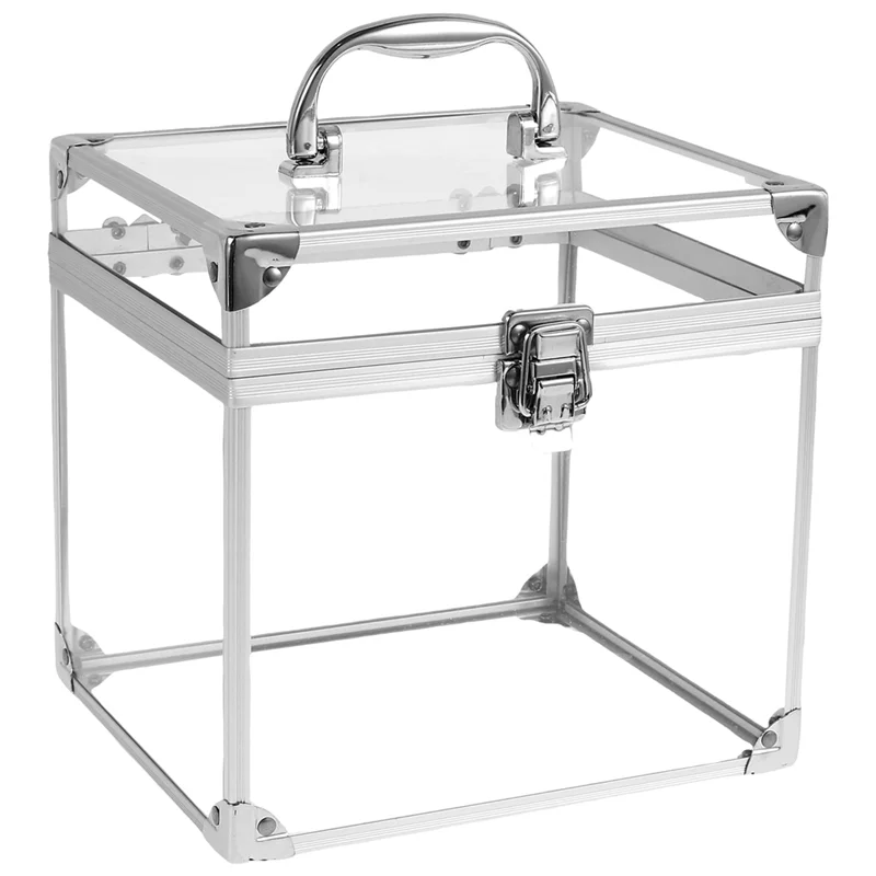 

Crown Box, Clear Makeup Case Train Case With Latches & Handle Makeup Tools Box A