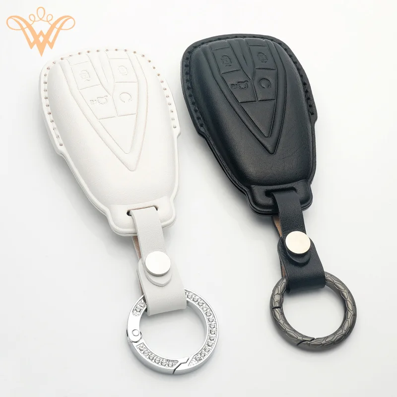 

4 Button Car Key Case Cover Fob Holder For Changan CS35 Plus CS75plus CS55plus Genuine Leather Keyring Protective Keychain Shell