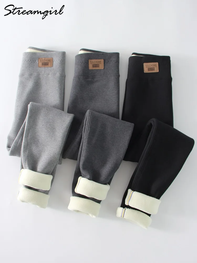 Warm Winter Leggings Women Lambs Wool Skinny Pants High Waist Thick Fleece Legging Ladies Black Winter Leggings Women Warm 2024