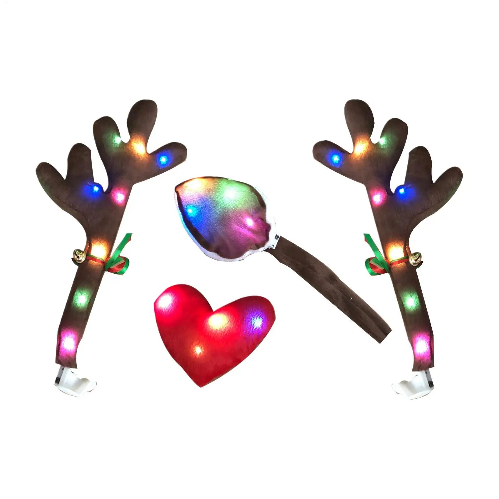 Car Reindeer Antler Kit Cute Costume With LED Lights Reindeer Car Kit For Holiday Van Party Seasonal Celebration Festive Drive