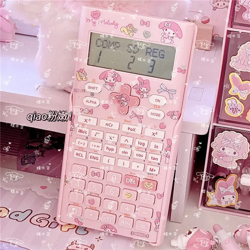 Sticker Diy Sanrio My Melody Kuromi Cinnamoroll Scientific Function Calculator School Students Arithmetic Exam Stationery Kawaii