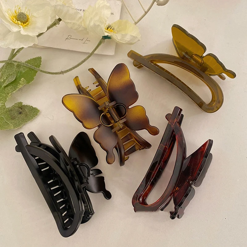 New Women Elegant Butterfly Hair Claw Tough Plastic Claw Clip Ponytail Holder Hairpin Hair Accessories