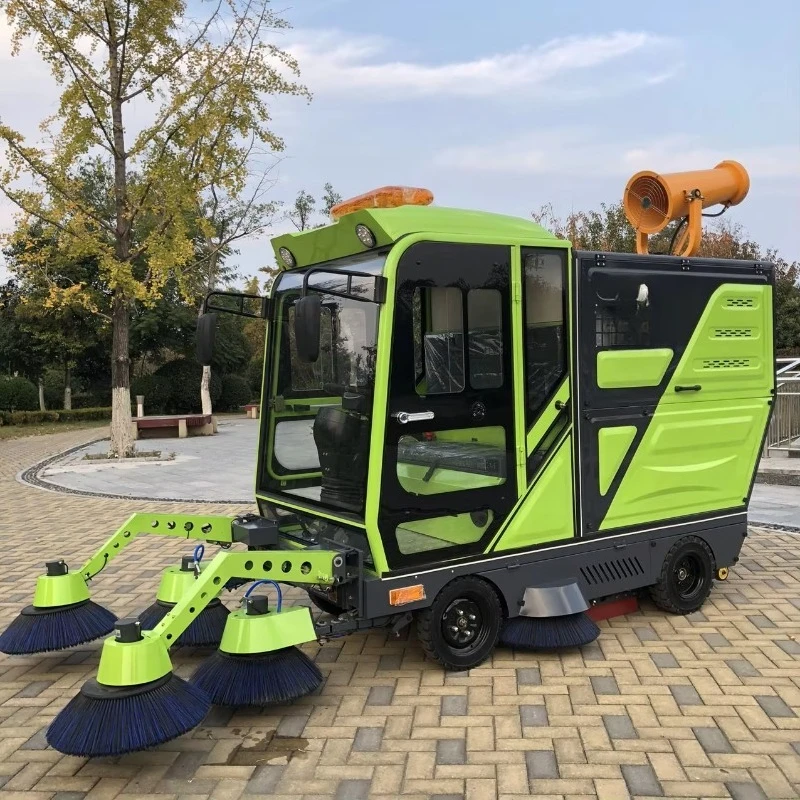 High Efficiency Industrial Ride-on Floor Sweeper with 400L Water Tank 240L Dustbin Adjustable 1.5-3m Cleaning Width