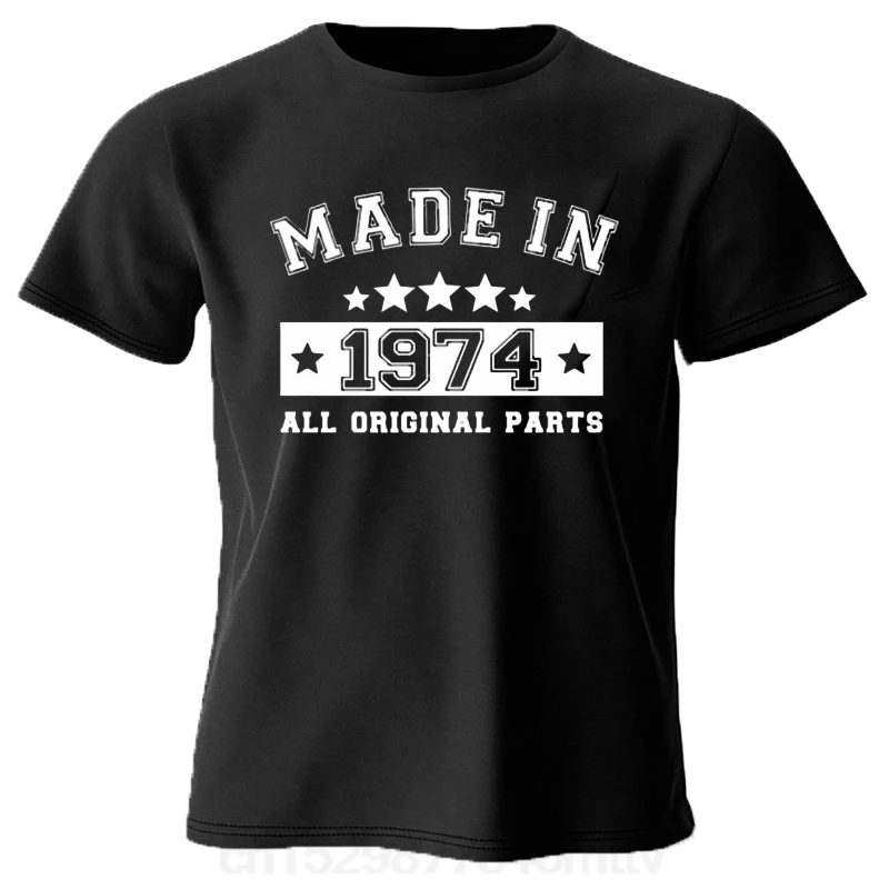 

Забавные футболки с надписью «Сделано в 1974 году», хлопковая уличная одежда с короткими рукавами и рисунком, подарок на день рождения для отца