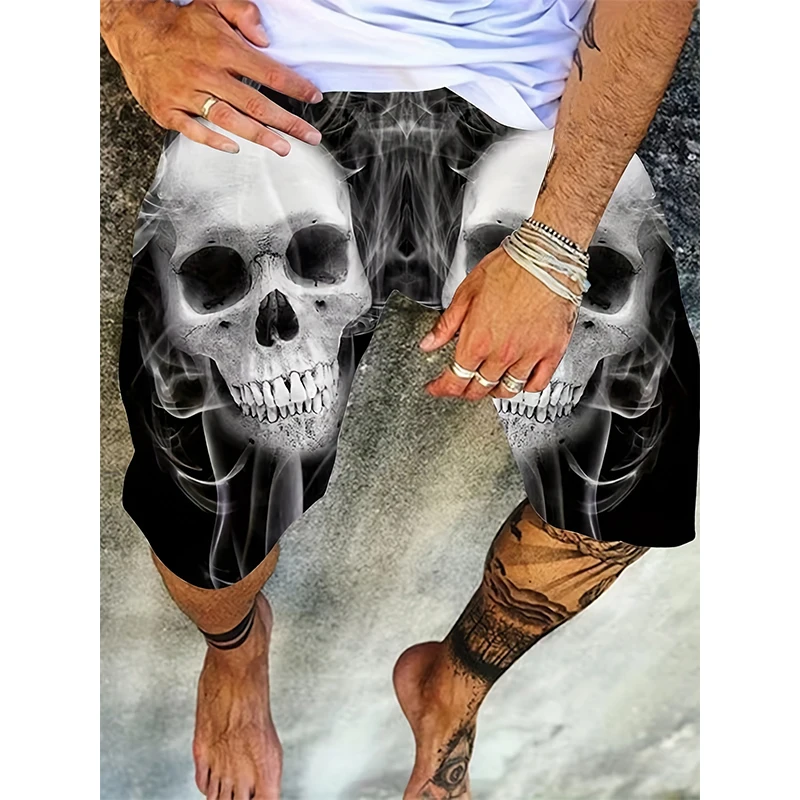 Fashion Skull Graphic 3D Print Beach Shorts Summer Men Women Oversized Surfing Board Shorts Swimwear Cool Trunks Kids Clothing