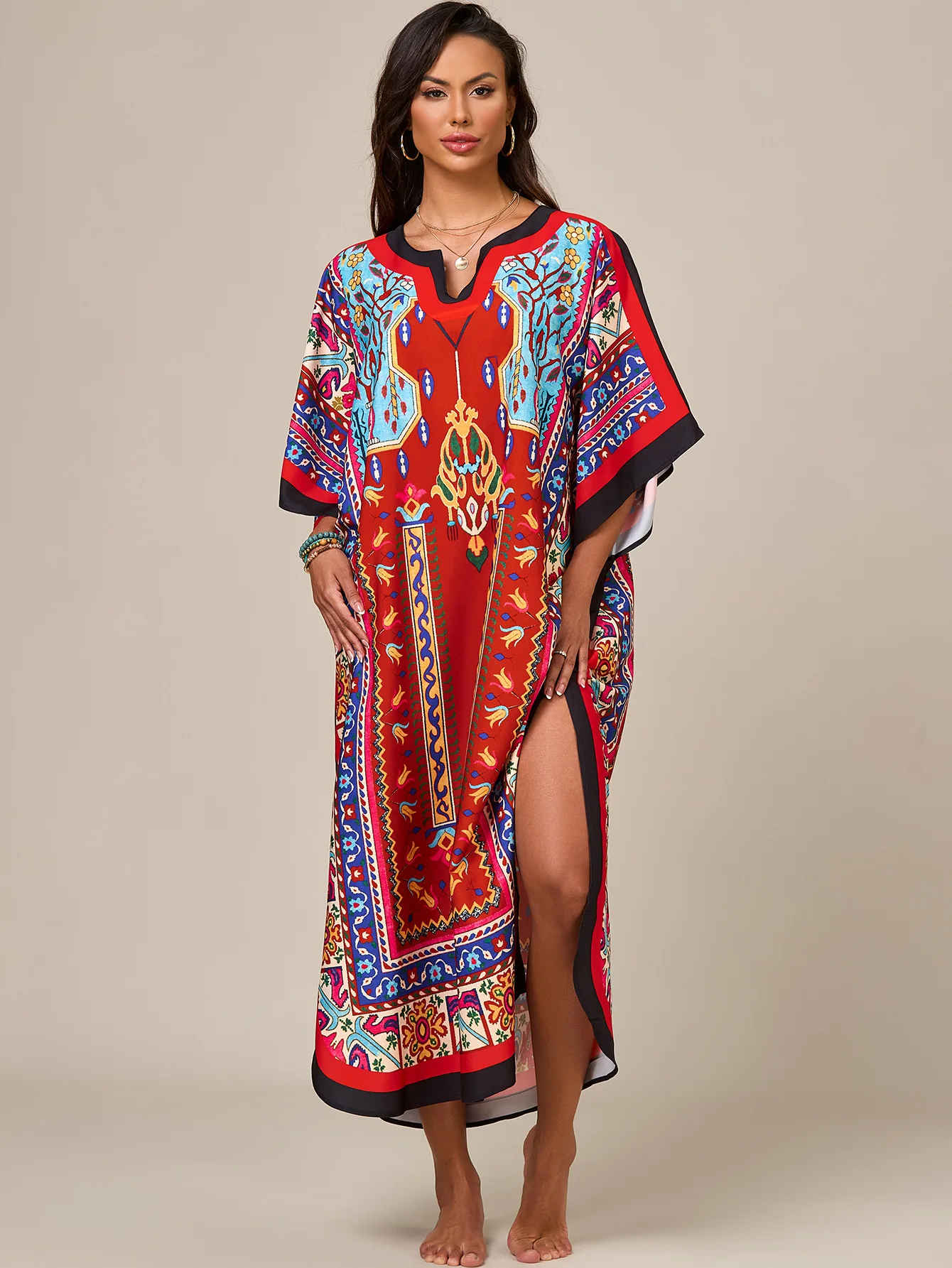 Mulheres africano kaftan maxi maiô praia cobrir roupa de dormir loungewear vestido casual senhoras dashiki caftan tamanho livre
