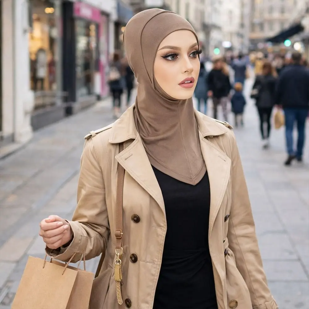 

New Full Coverage Hijab Caps Cotton Elastic Turban Hat Breathable Soft Head Wrap Cap Hair Loss