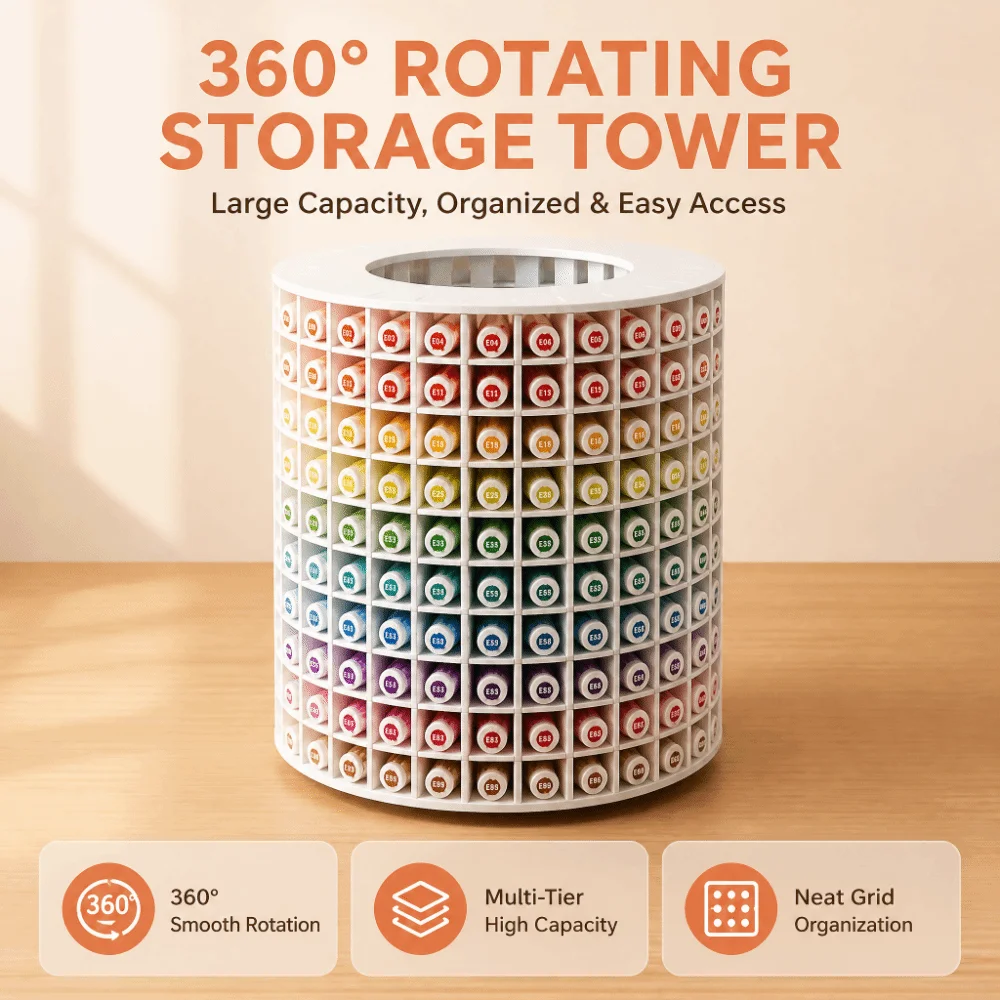 360° Rotating Storage Rack Multi-Compartment Bead Organizer Compartmentalized Storage Rack Space-Saving Plastic