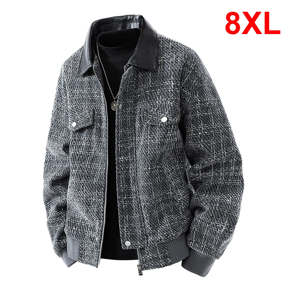 

Мужская модная повседневная куртка в клетку больших размеров 8XL, весенне-осенняя куртка для мужчин, размер 8XL