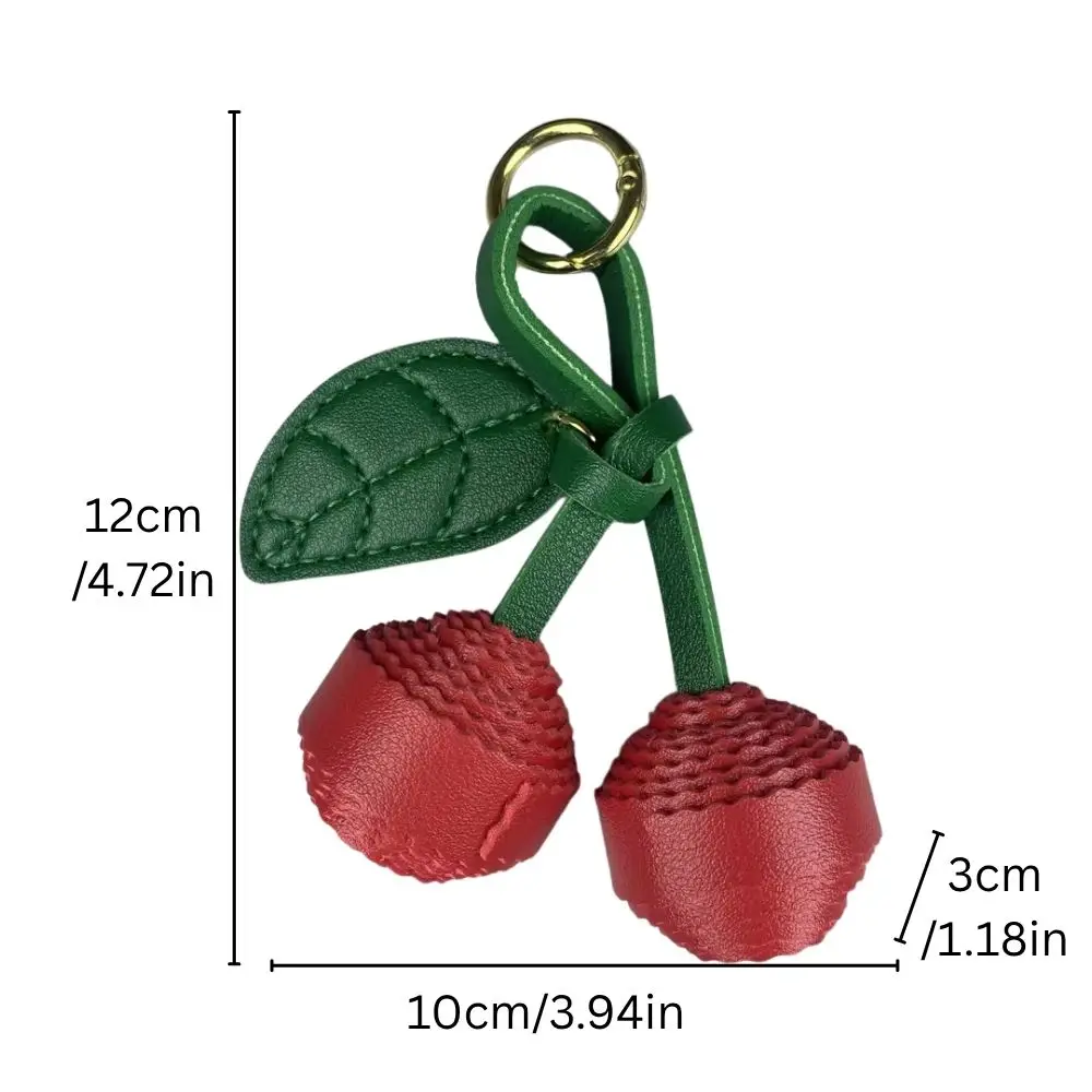 سلسلة مفاتيح من الجلد الكرز - سحر حقيبة مصنوع يدويًا مع تفاصيل لحم ذات طبقات، إكسسوار فريد وأنيق للحقائب! #6