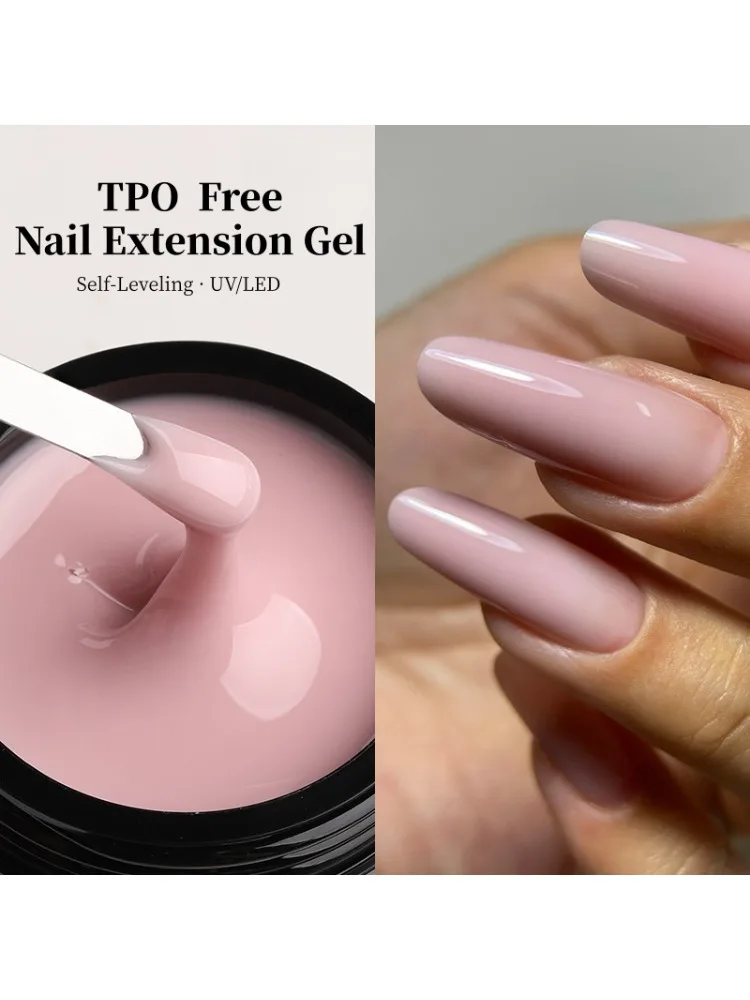 MSHARE 50 ml Baby Pink Builder Nails Gel Hema Tpo Free Gel Nail Construction Selbstnivellierendes Gel für Nagelverlängerung UV-LED