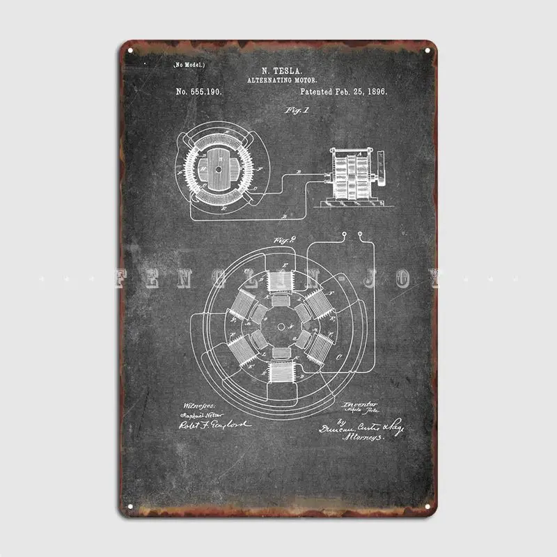 Tesla Motor Patent Metal Sign Cinema Garage Club Bar Customize Garage Decoration Tin Sign Poster