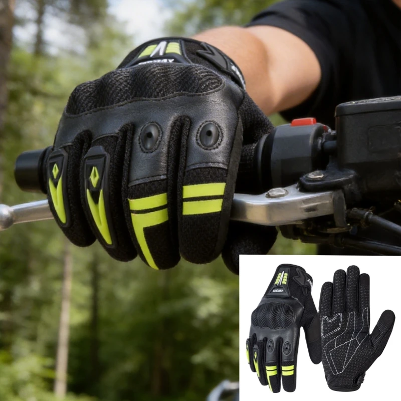 

SUOMY Summer Full Finger Motorcycle Gloves Full Palm Non-Slip Moto Biker Racing Cycling Motorbike Riding Protective Gear