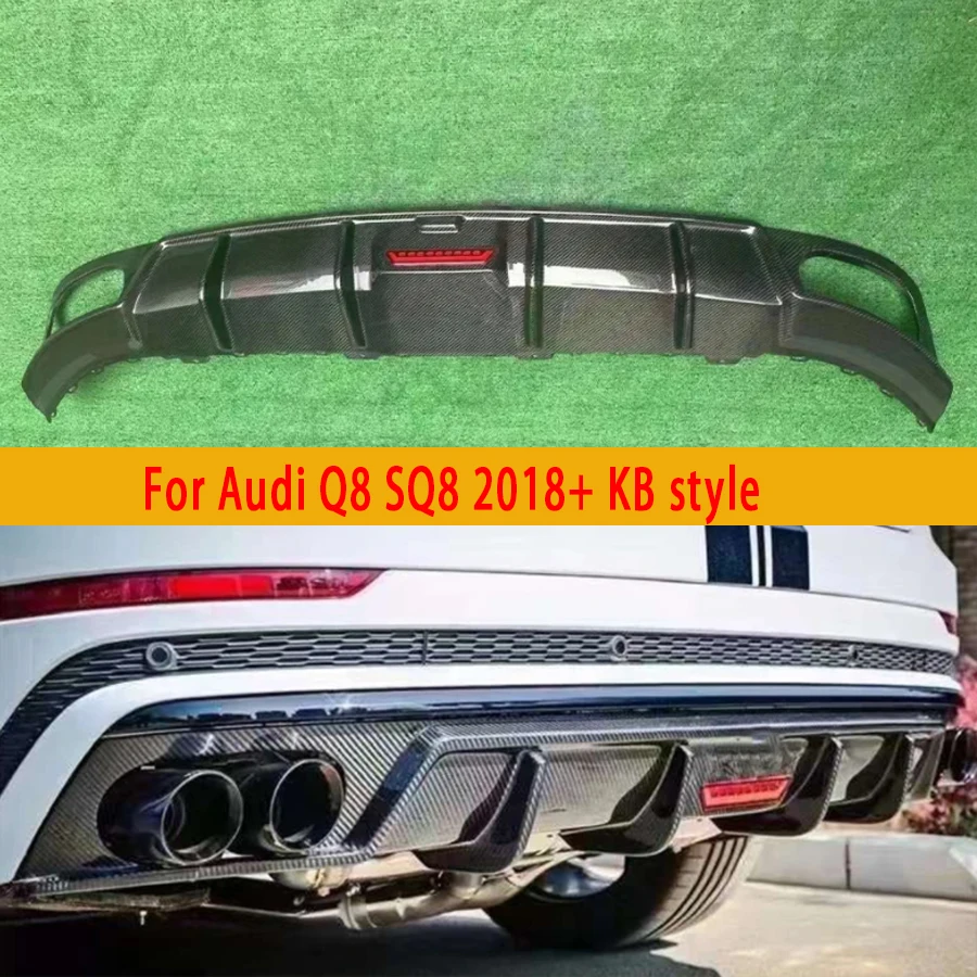 

For Audi Q8 SQ8 2018+ Carbon Fiber Back lip Car Rear Bumper Diffuser Rear Splitters Spoiler Back lip Car Accessories body kit