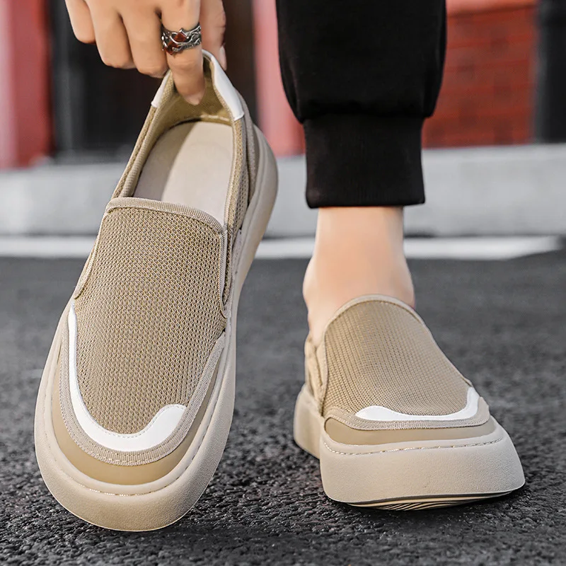 Männer lässig Slip-On Wohnungen Schuhe Mode Sommer weiche Sohlen Turnschuhe Mesh atmungsaktive Männer neue Outdoor bequeme Slipper Zapatillas