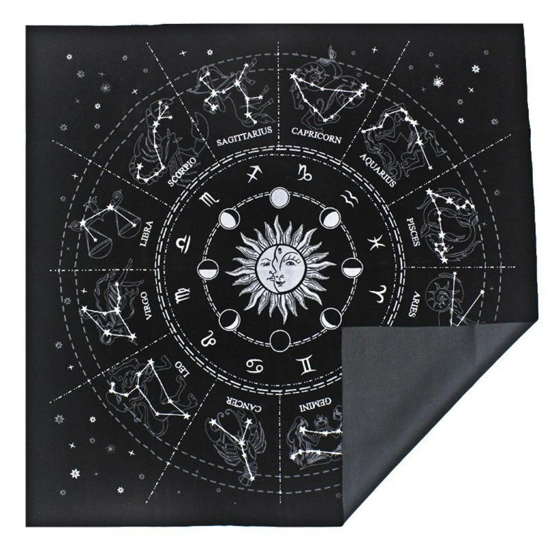 Q84C 49x49cm Tarot Card Tablecloth Flannel Geometric Figure Divination Altar Cloth Board Games for Oracle Card Pad Runes Supp
