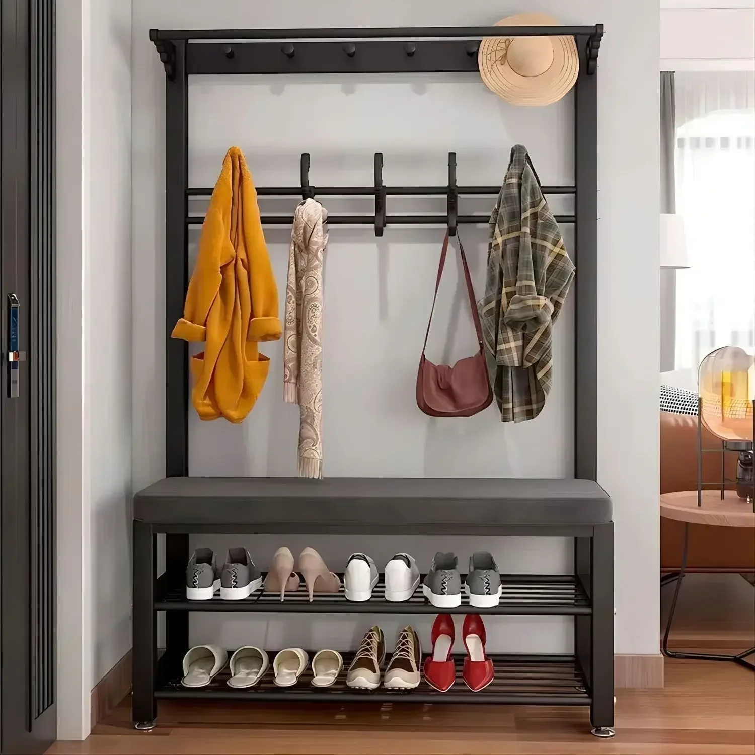 

Tribesigns Entryway Bench Coat Rack Hall Tree Bench Shoe Storage Shelves Shoe Storage Clothes Organizer Coat Rack Hooks Rack