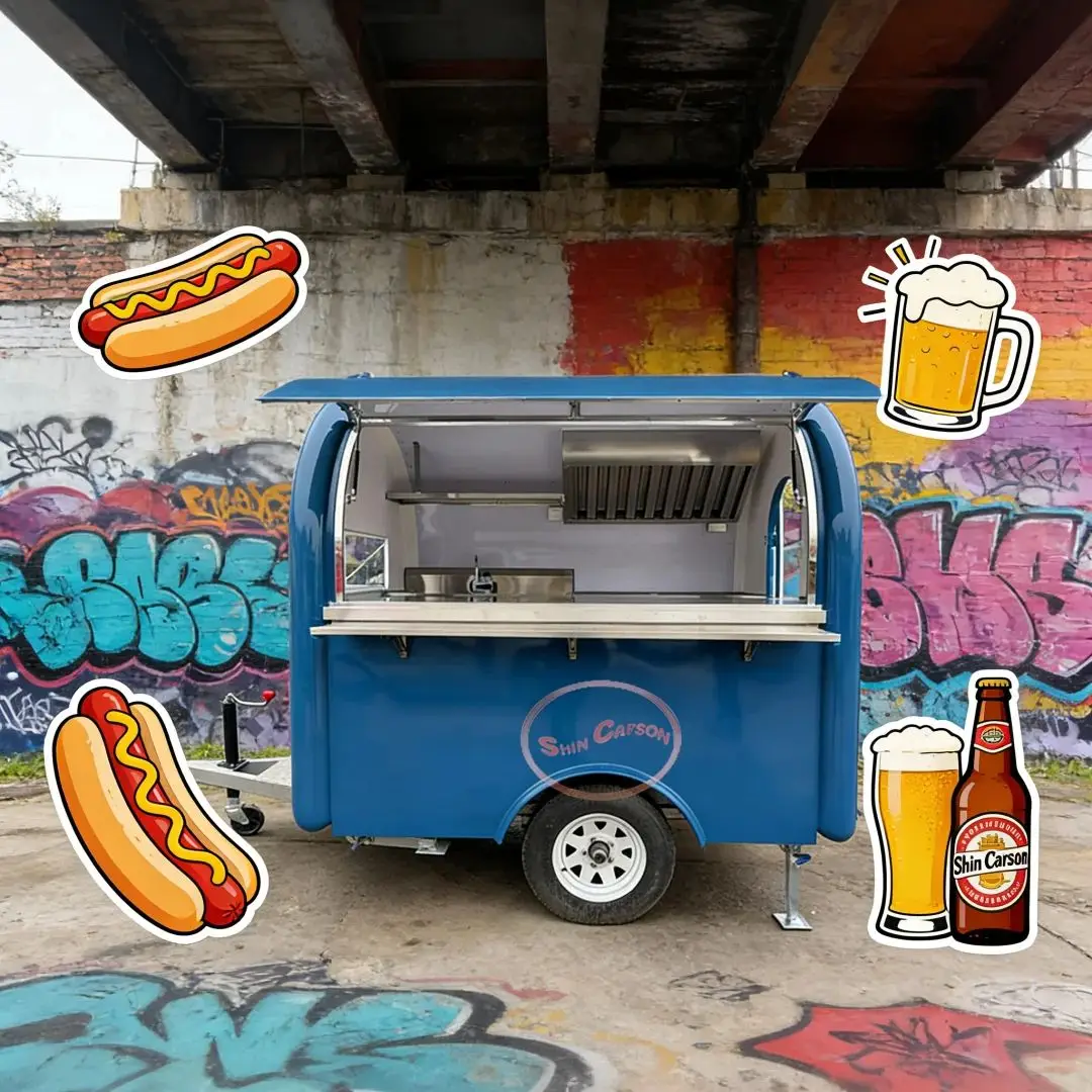 

Customizable Fiberglass Food Concession Trailer Mobile Catering Truck with Refrigerator And Sink for Street Vending