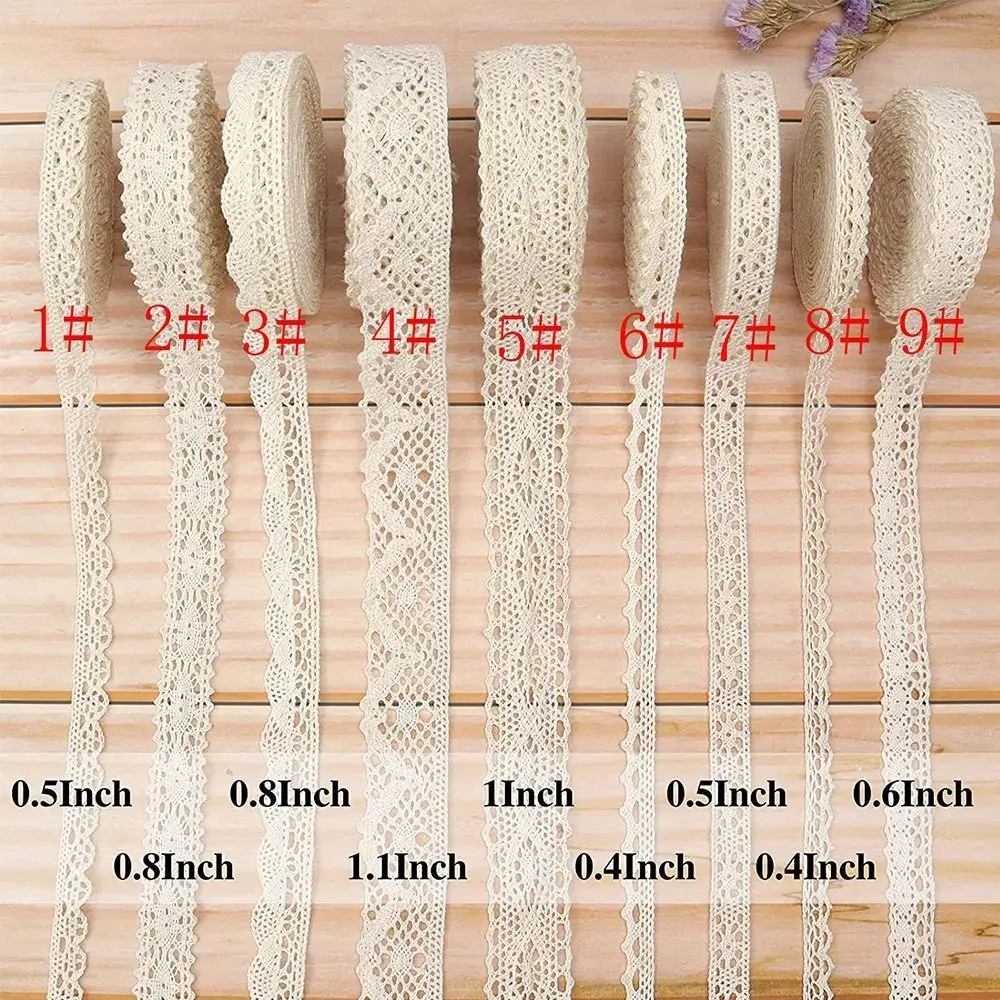 5m/roll Lace Trim Apparel Sewing Fabric Ivory Cream Trim Cotton Crocheted Lace Fabric Ribbon Handmade Patchwork Accessories