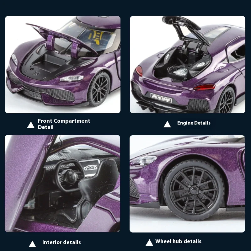 1:32 Gemini gt modello di supercar in lega modello di simulazione modello di veicolo collezione di suoni e luci regali giocattolo per bambini