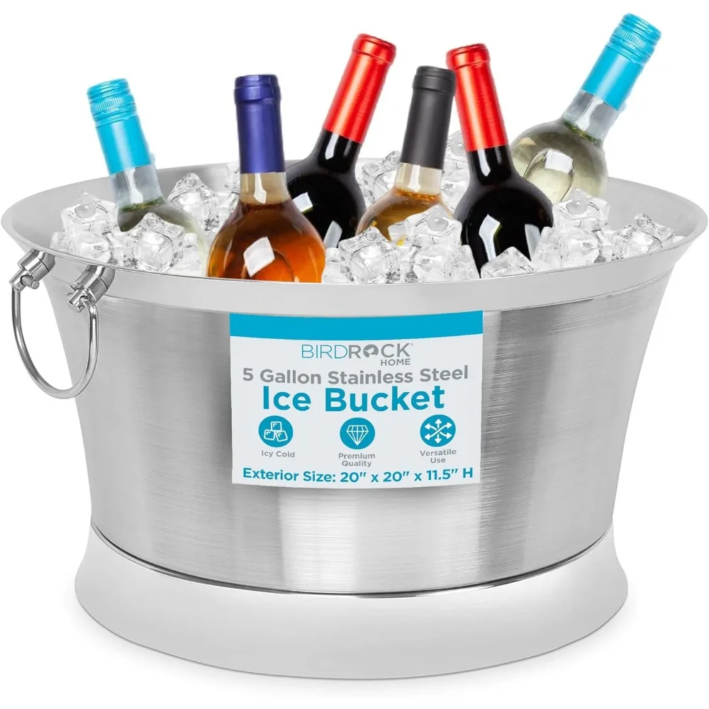 

Double Wall Beverage Tub - Stainless Steel Ice Bucket, Metal Drink Cooler with Handles, for Parties & Events, Decorative Bevera