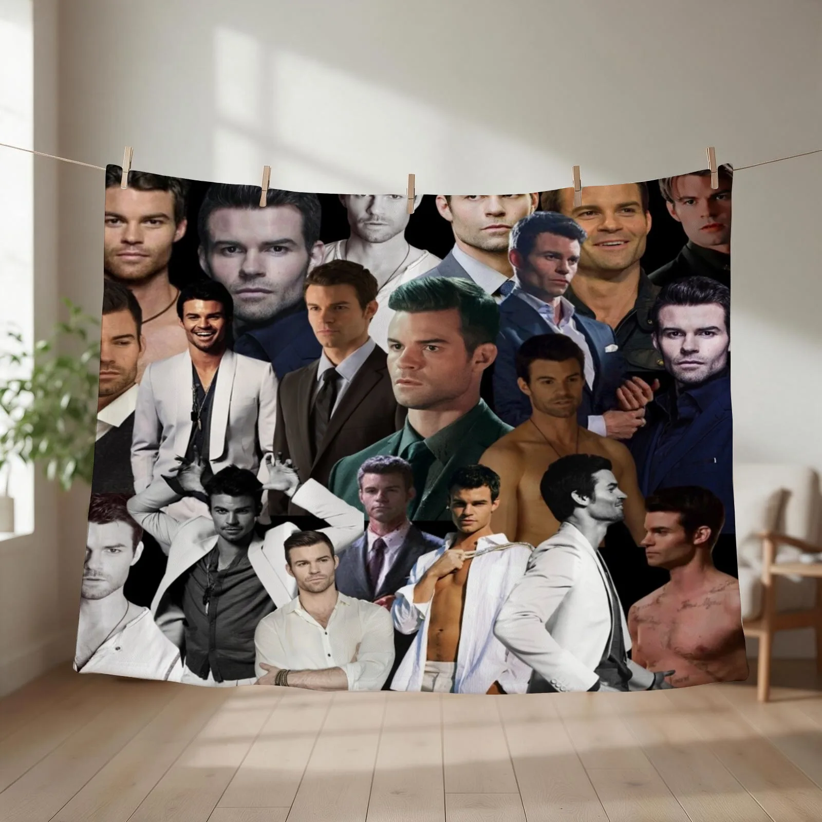 Daniel Gillies - Elijah Mikaelson photo collage Throw Blanket Moving Soft Plush Plaid Vintage funny gift Blankets