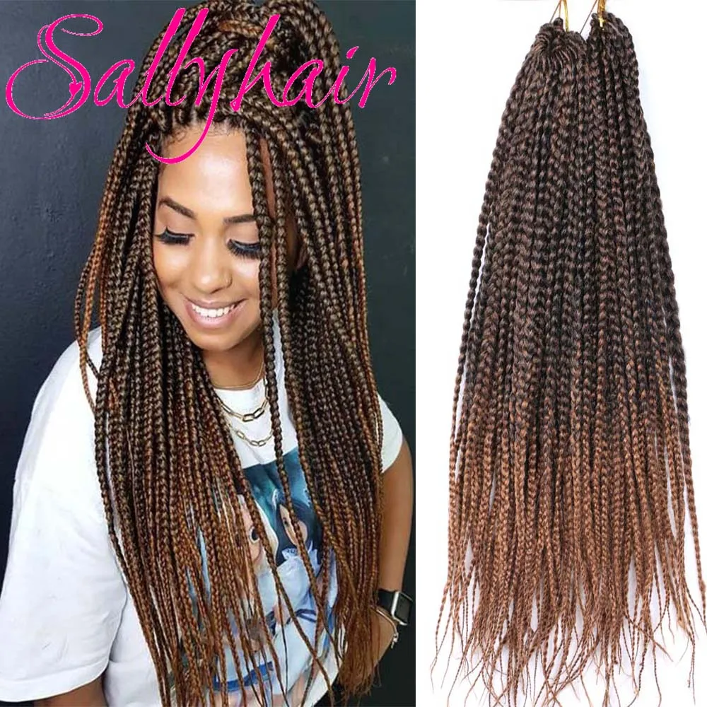 

Sallyhair 3X Afro Box Braids Synthetic Crochet Braids Hair 18inch 22 strands/pack Twisted Ombre Colors Braiding Hair Extensions