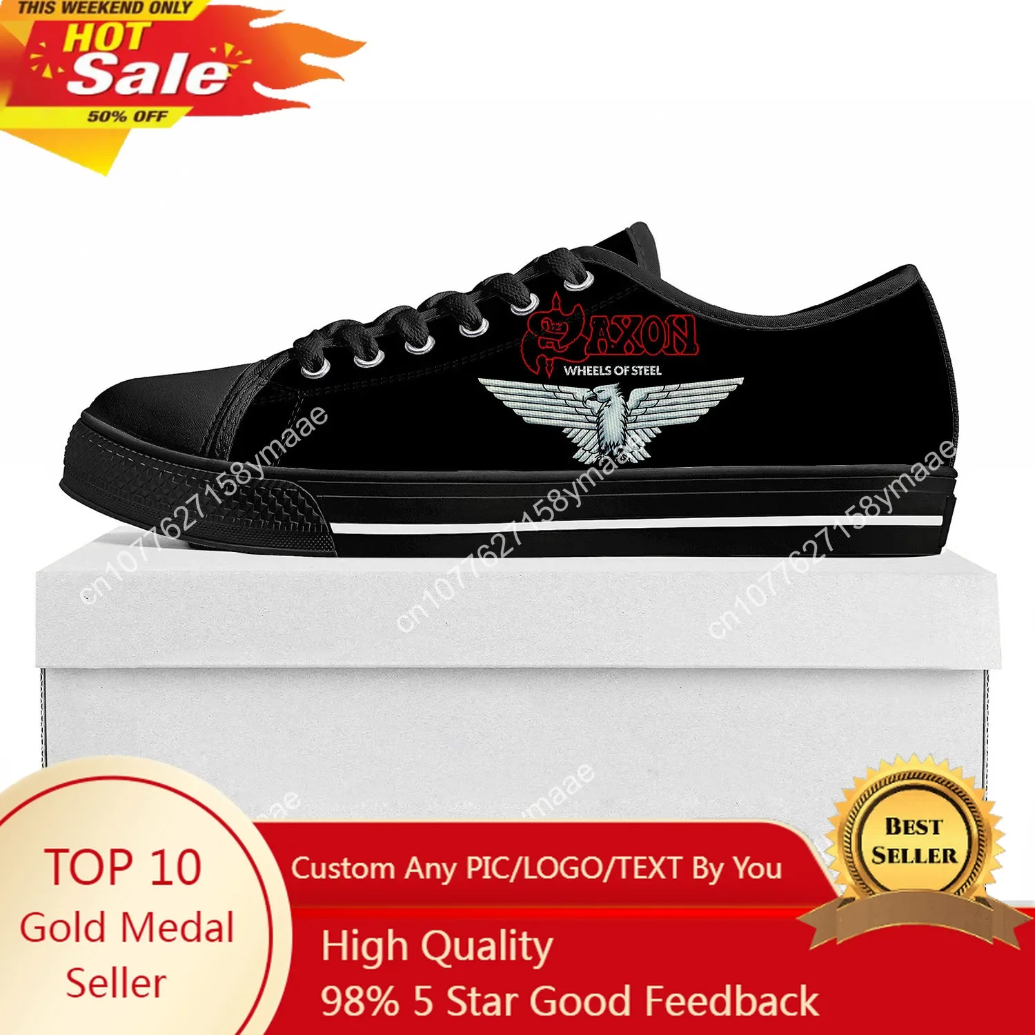 

Saxon Metal Band Low Top Sneakers Womens Mens Teenager High Quality Sneaker Canvas Casual Custom Made Shoes Customize DIY Shoe