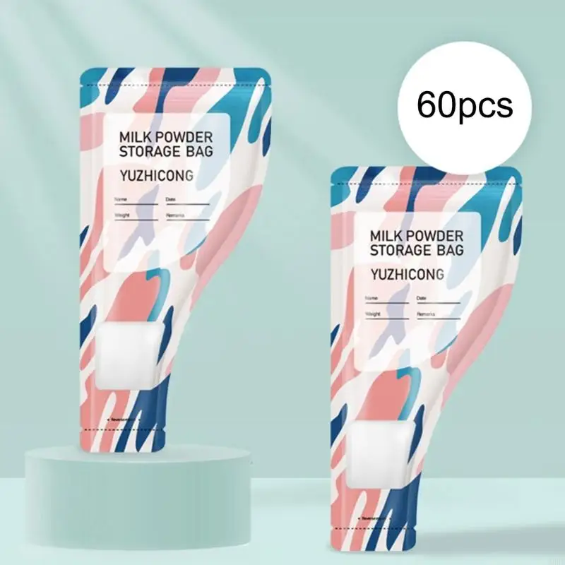

60pcs Moisture Proof Powder Pouches with Double Layer Upgrades for Infant Milk & Protein Includes Marker Pen A2UB