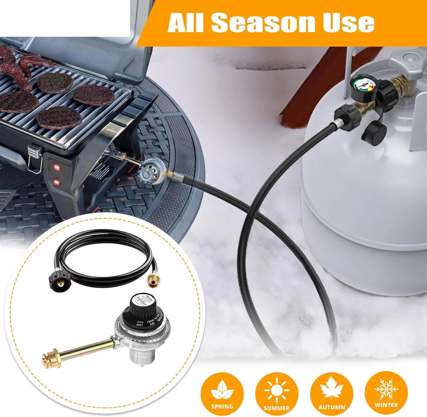 Propane 6Ft Hose & Regulator QCC-1/Type-1 Connection 1lb to 20lb Gas Grills for Char Broil Grill2Go 2012 29103224A New 29102349