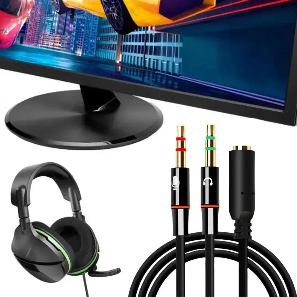 Cabo divisor de fone de ouvido microfone y divisor cabo duplo jack conversor macho 3.5mm 2 adaptador 3.5mm áudio fêmea para fone de ouvido