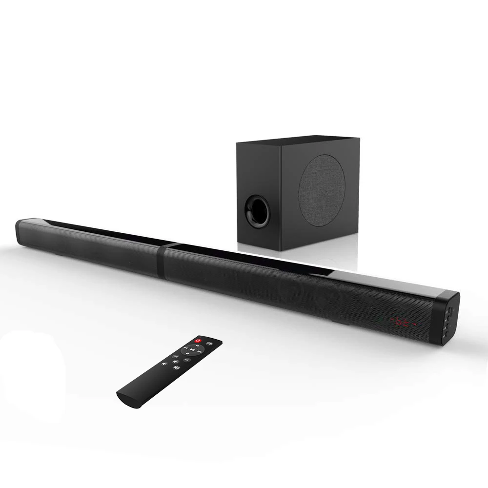 

samtronic sound Bar with Subwoofer, Ultra-Slim 2.1 CH Sound Bars for TV, 100W/110dB, 5 EQ Modes, Outdoor Surround Sound, Optical