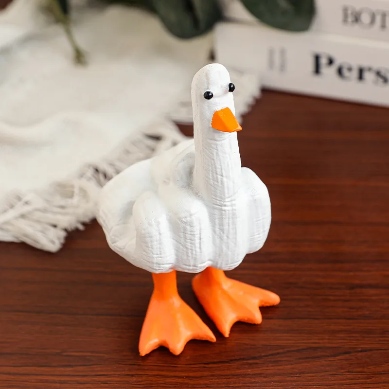 

Funny Middle Finger Duck Chicken Animals Decor Resin Garden Statue Home Decorate Ornament Sculpture For Office Decoration Items
